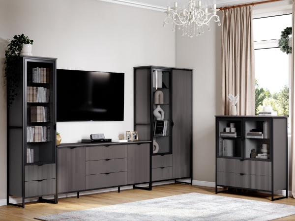 Шкаф 1 дв 2 ящ "Нора" гостиная Графит Шкаф 1 дв 2 ящ "Нора" гостиная Графит